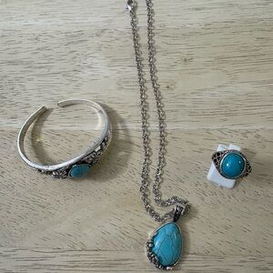 Turquoise and Silver Necklace Set